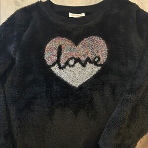 Cat & Jack Black Fuzzy Sweater with Multicolor Heart